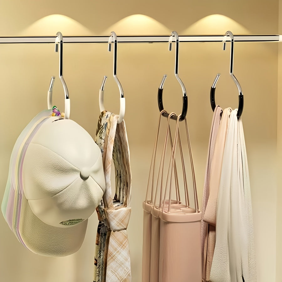 Metal Hat Storage Hooks Two-Piece Set in White or Black, Simple Accessory Organizers for Compatible Scarves, Belts, Bras and Bags in Home Storage Spaces