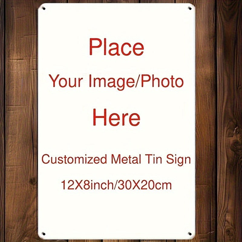 Custom Metal Wall Sign, 12 x 8 Inch Horizontal Tin Plaque with Personalized Text or Pattern Reference for Vintage Home, Garden, Bar and Restaurant Decor