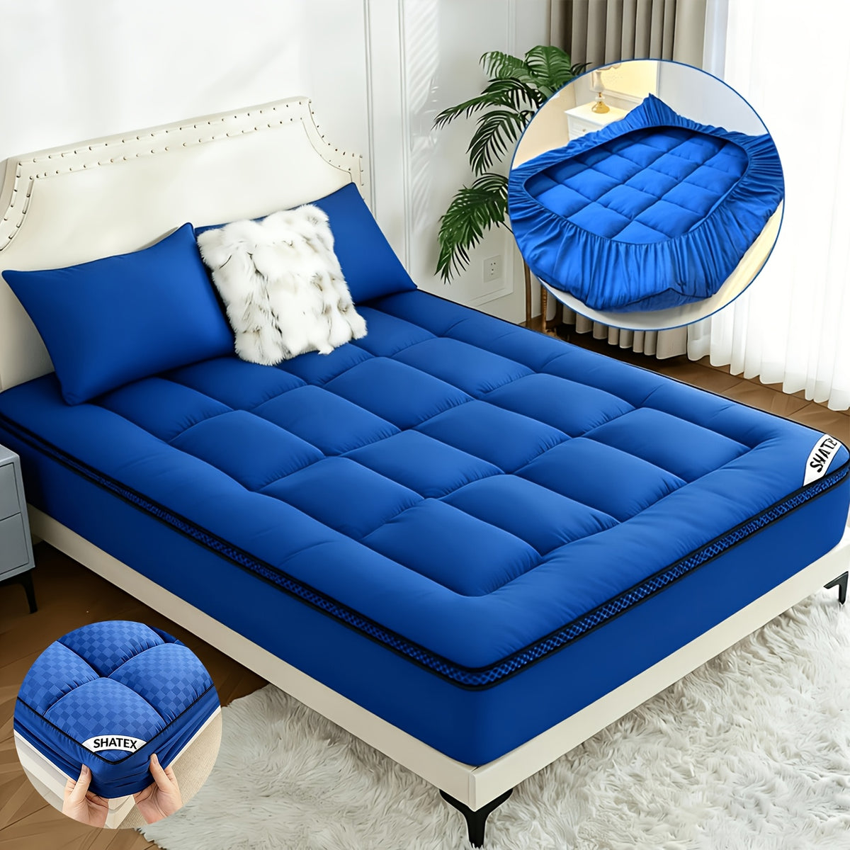 Filled Mattress Topper with Mesh Structure and Listed 1200 GSM, Twin, Full, Queen or King Bedding Layer with Standard, Upgraded and Random Color Options