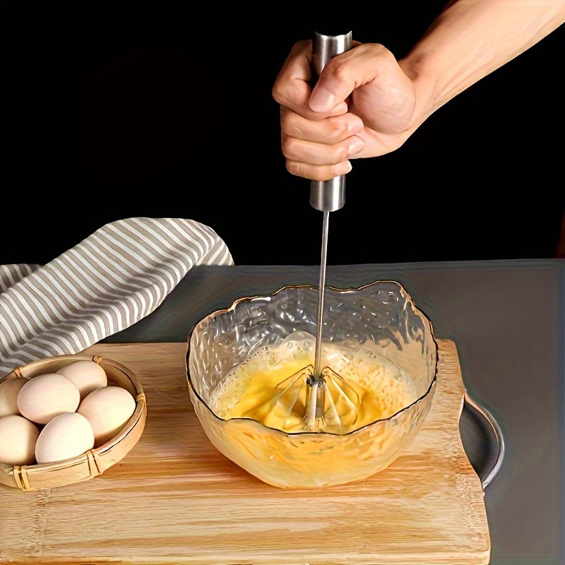 Manual Whisk and Milk Frother, Stainless Steel Handheld Egg Beater for Mixing Eggs and Cream, Everyday Home Baking Tool and Kitchen Gift