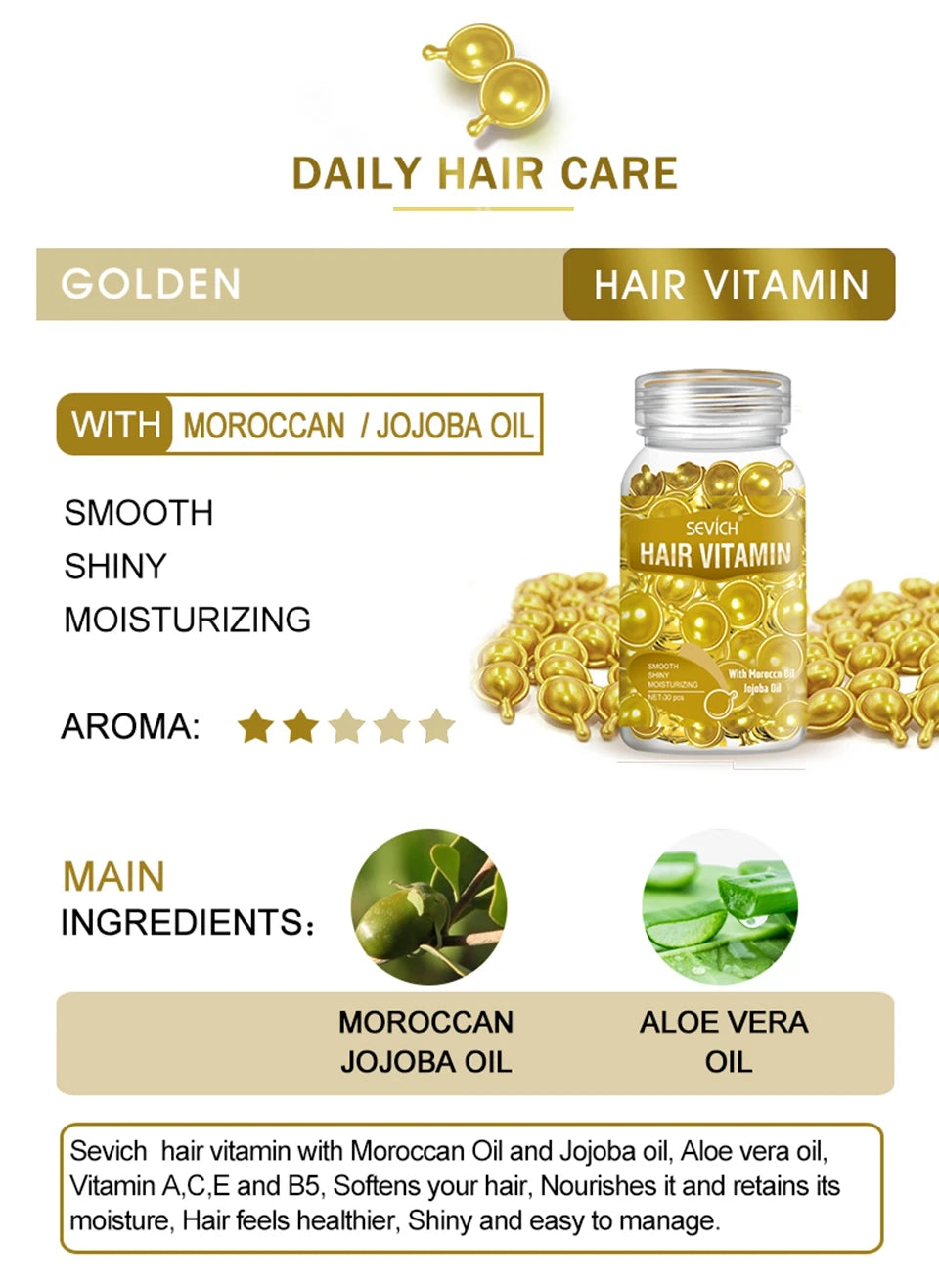 Sevich Hair Oil Capsule Set with Nine Cosmetic Hair Care Option Labels, Three-Piece Set Reference for Conditioning Routines and Soft, Shiny Hair Styling