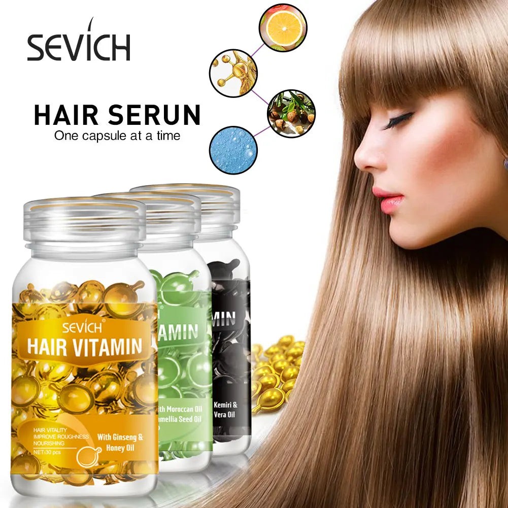 Sevich Hair Oil Capsule Set with Nine Cosmetic Hair Care Option Labels, Three-Piece Set Reference for Conditioning Routines and Soft, Shiny Hair Styling