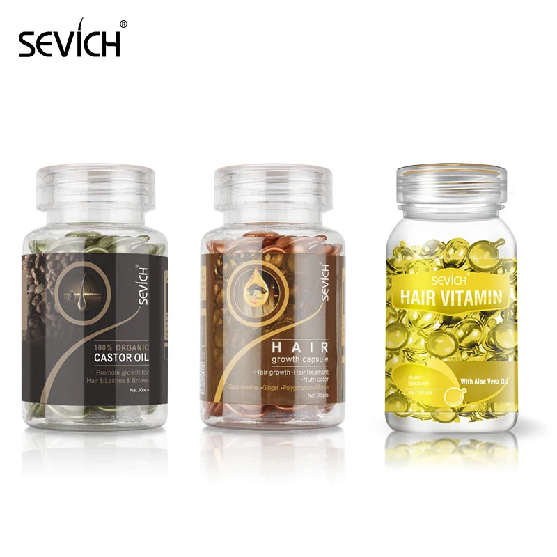 Sevich Hair Oil Capsule Set with Nine Cosmetic Hair Care Option Labels, Three-Piece Set Reference for Conditioning Routines and Soft, Shiny Hair Styling