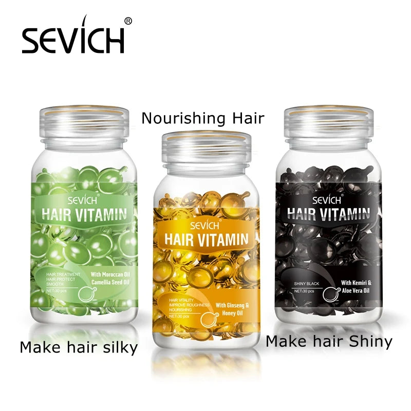Sevich Hair Oil Capsule Set with Nine Cosmetic Hair Care Option Labels, Three-Piece Set Reference for Conditioning Routines and Soft, Shiny Hair Styling