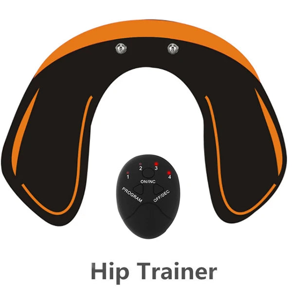EMS Muscle Stimulator with Six Modes and Push-Button Controls, Black AAA Battery-Powered Fitness Pad in 6 pack ABS, 8 pack ABS or HipTrainer Options