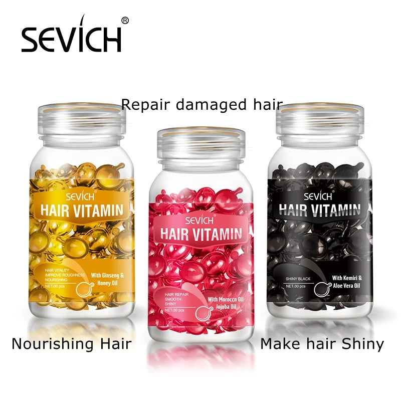 Sevich Hair Oil Capsule Set with Nine Cosmetic Hair Care Option Labels, Three-Piece Set Reference for Conditioning Routines and Soft, Shiny Hair Styling