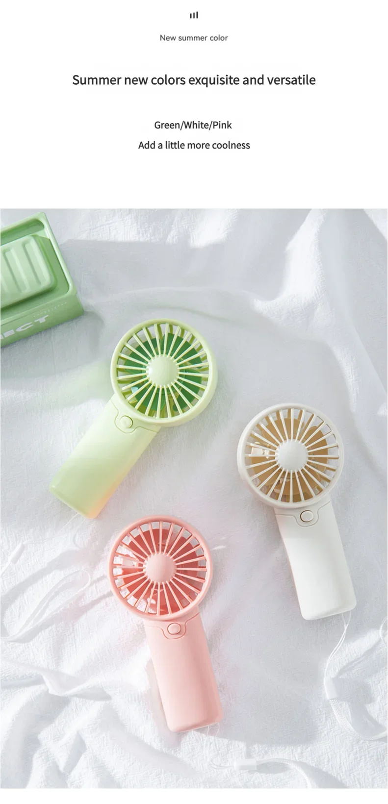 Pocket Handheld Fan with Listed AA Battery Power, Lightweight Mini Personal Airflow Fan in White, Green or Pink Without Batteries for Daily Carry