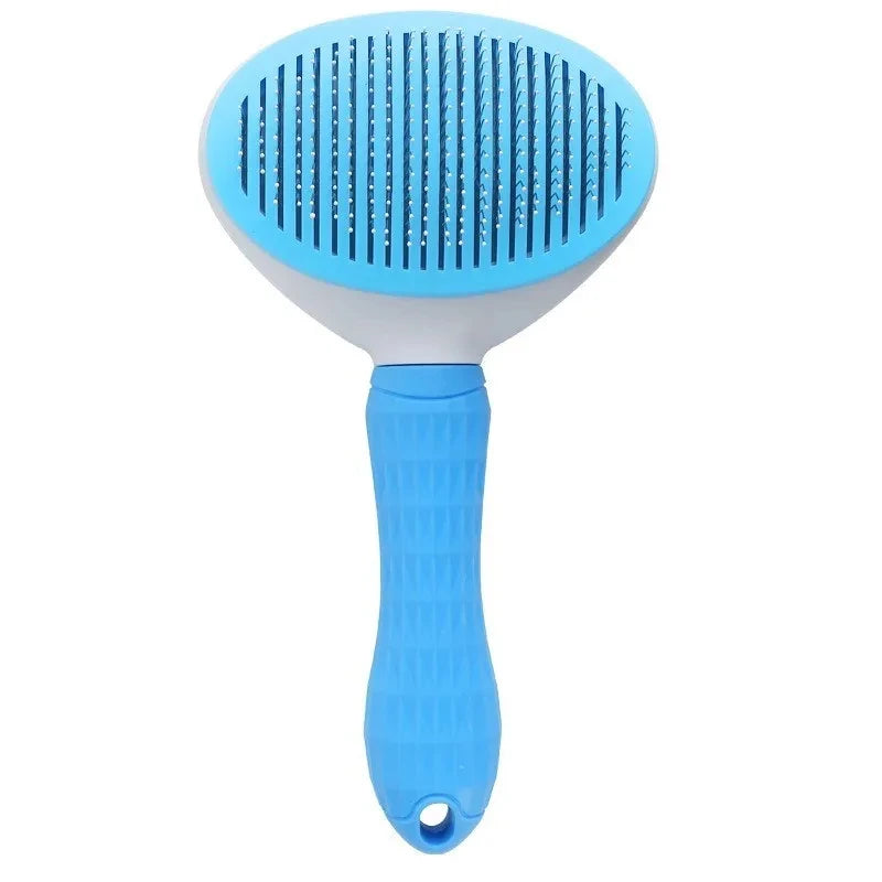 Self-Cleaning Pet Slicker Brush for Dogs and Cats, Stainless Steel Pin Grooming Tool with PP Body for Loose Hair Removal in Gray, Pink or Blue