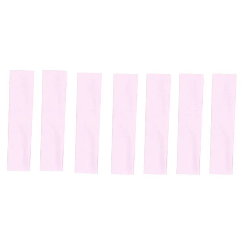 Elastic Sports Headbands for Women, Seven-Piece Stretchy Cloth Hairband Set in Black, Pink, Grey or Style Selections for Yoga, Running and Casual Hair Styling