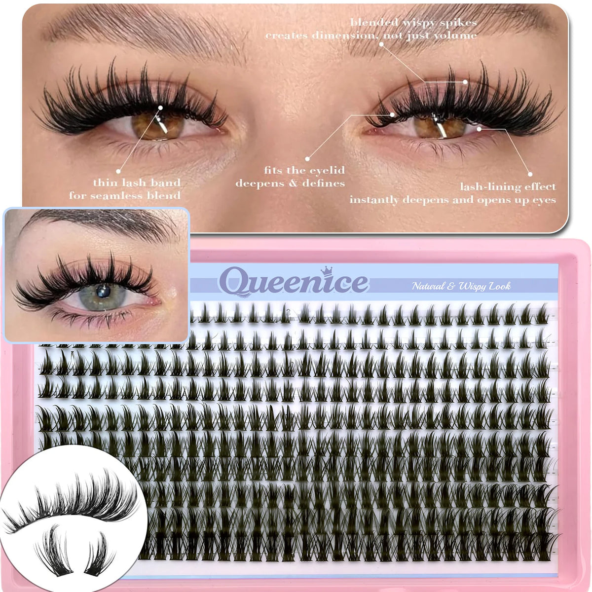 Manga Anime Lash Clusters with Wispy D Curl and 8–16mm Lengths, Reusable Individual False Eyelashes in Style F-Fairy lash c for Adult Makeup Looks