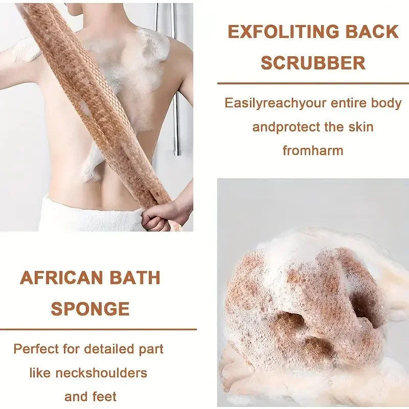 African Exfoliating Bath Sponge with Double-Sided Mesh Washcloth Texture, Single Body and Back Shower Scrubber in Seven Color Options for Home and Travel