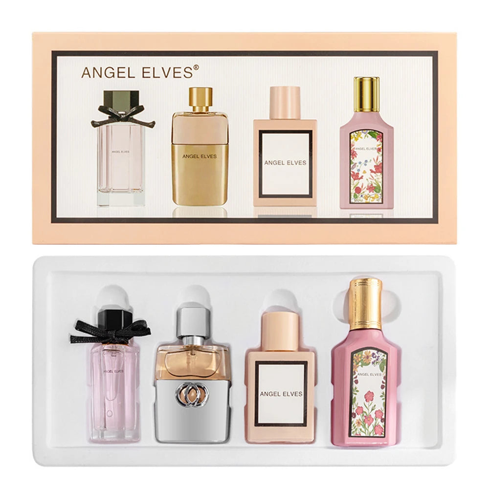 Four-Piece Floral Perfume Set for Women with Listed 30ml Spray Bottles, 120ml Total and Gift Box Reference for Everyday Fragrance and Special Occasions