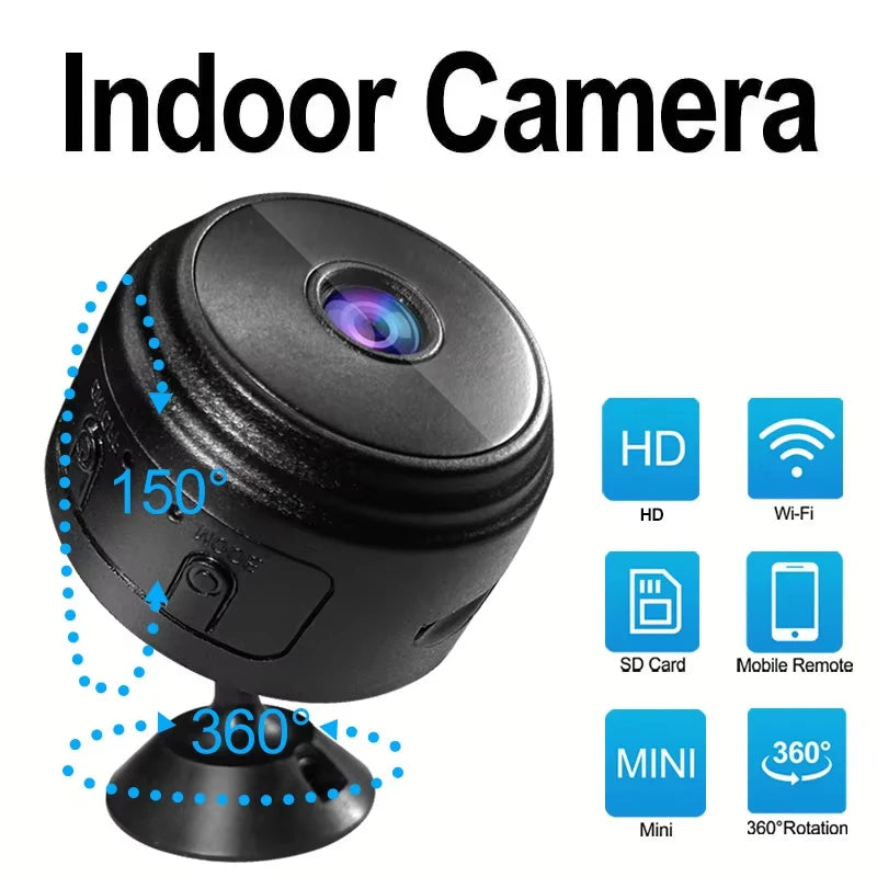 Mini WiFi Monitoring Camera in White or Black for Everyday Home Observation and Pet Check-Ins, Wireless Video Camera with Listed Recording Function