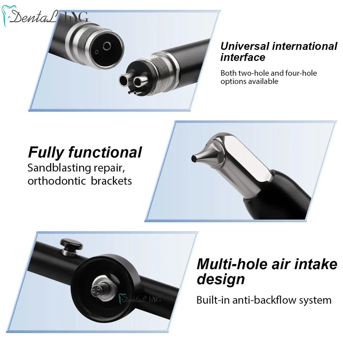 Dental Micro Blaster Air Polisher with Aluminum Oxide Sandblasting Reference, 2-Hole or 4-Hole Connections in With-Water and No-Water Equipment Options