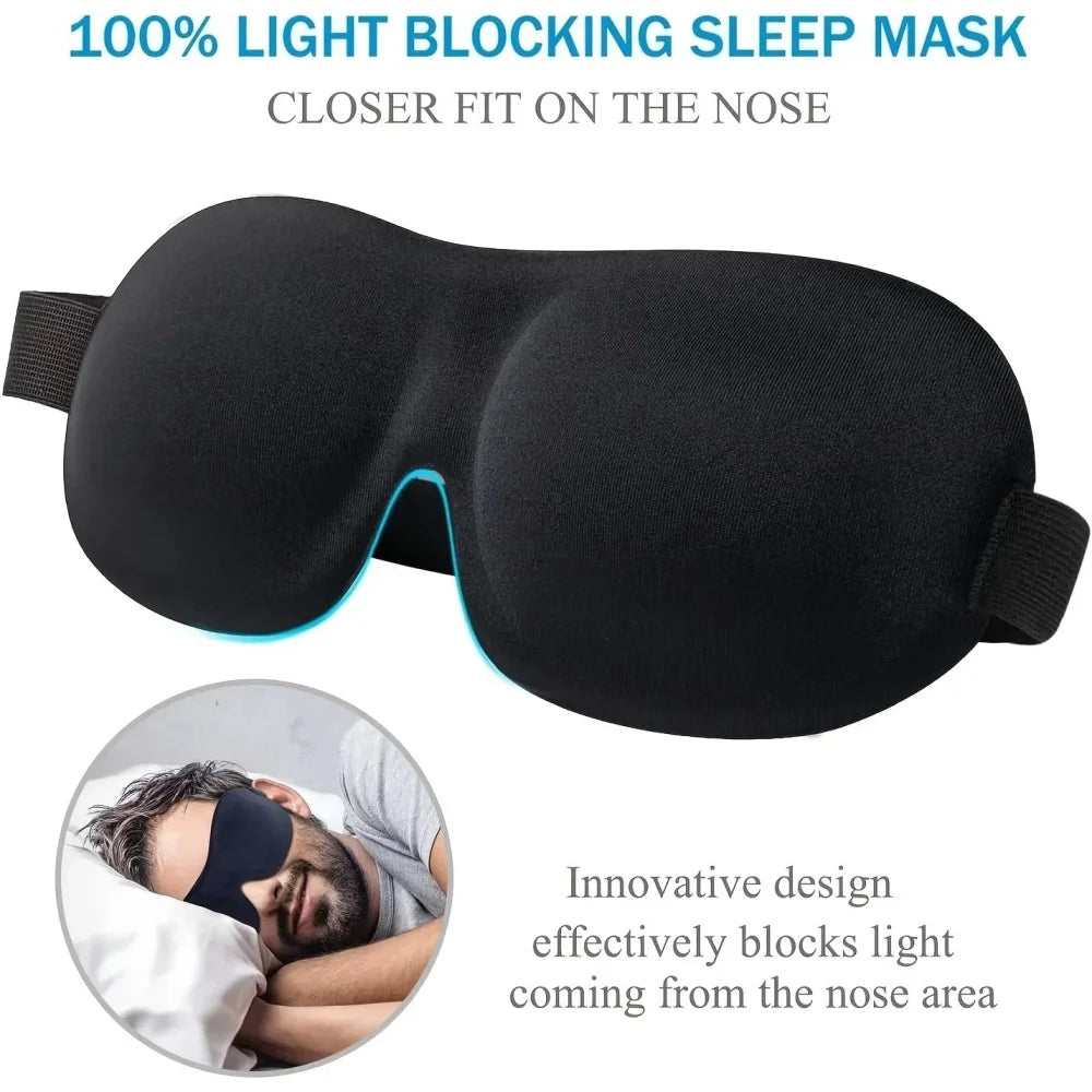 3D Memory Foam Sleep Mask with Soft Lightweight Eye Cover Design for Light Reduction During Home Rest, Daytime Naps and Seated Travel Breaks