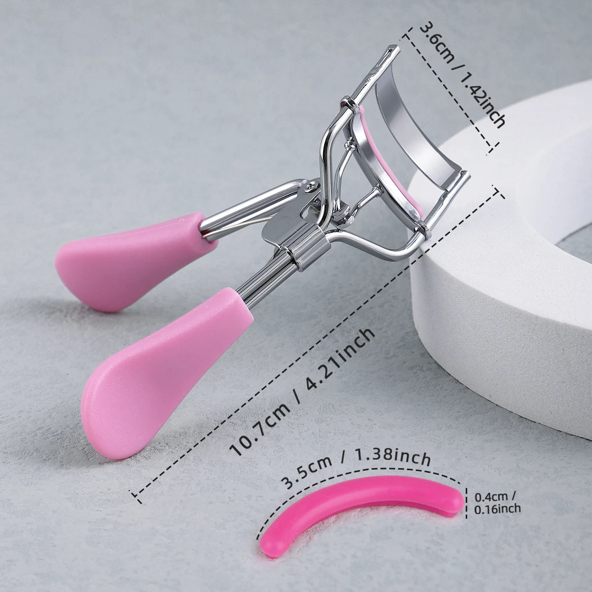 Stainless Steel Eyelash Curler with 15 Silicone Pads, Portable Lash Curling Tool in Seven Color Options for Everyday Makeup and Travel Beauty Kits