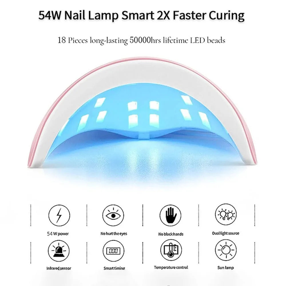 LINMANDA USB UV LED Nail Lamp in Pink with 18 LEDs and 60s or 120s Timer Settings, Compact ABS Gel Curing Tool for Compatible Fingernail and Toenail Products