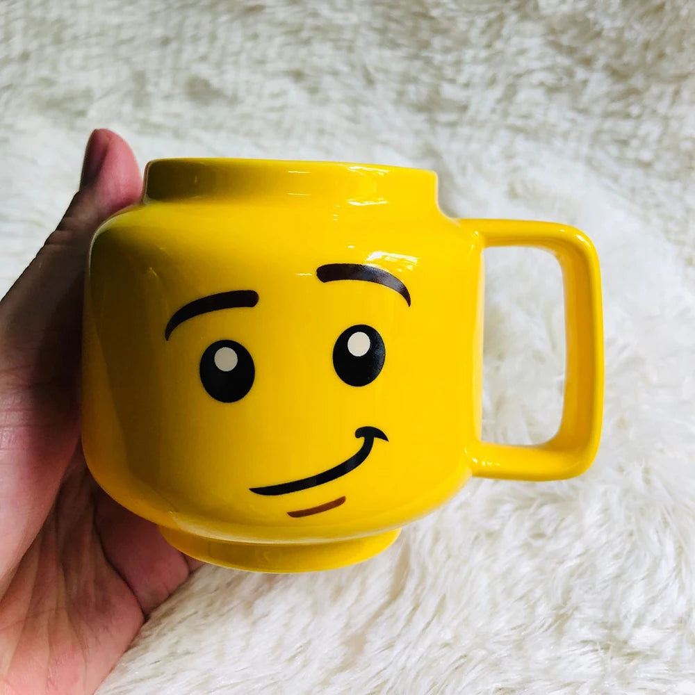 Impish Expression Mug in Porcelain, Single 250ml Cartoon Coffee, Tea and Milk Cup with A-G Design Options and Foam-Lined Box for Friends and Family Gifts