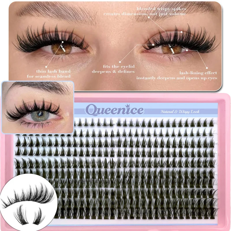 Manga Anime Lash Clusters with Wispy D Curl and 8–16mm Lengths, Reusable Individual False Eyelashes in Style F-Fairy lash c for Adult Makeup Looks