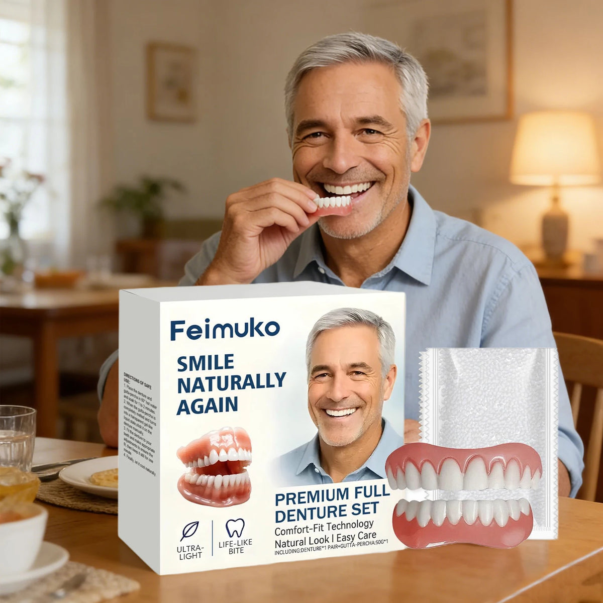 Denture Decoration Set with Upper and Lower False Teeth References, Single and Multi-Piece Options for Adults, Professional Dental Fit Review Before Use