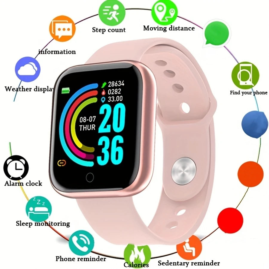 Y68 and 116Plus Fitness Smart Watch with Silicone Wristband, Circular Touch-Button Control and App Setup, Everyday Activity Tracking and Message Reminder References
