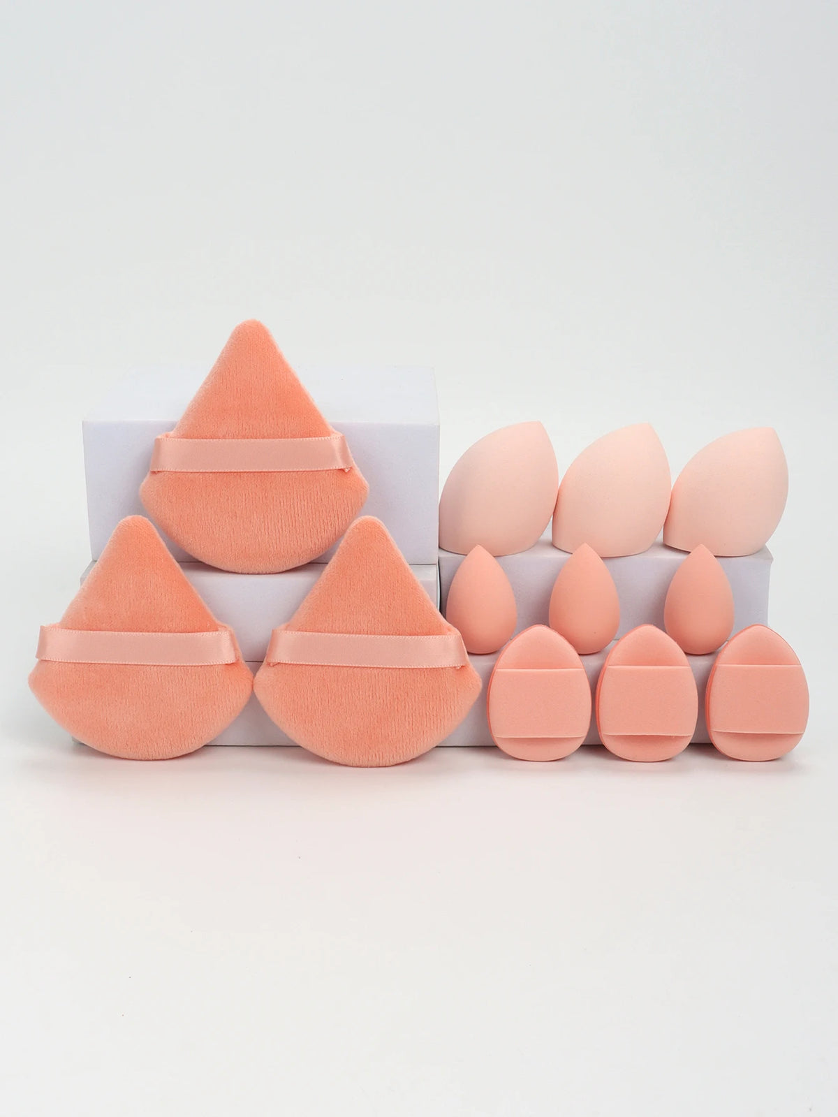 12-Piece Makeup Sponge and Powder Puff Set with Mini Air Cushion Puff and Beauty Egg References, 18 Color and Style Labels for Adult Cosmetic Application
