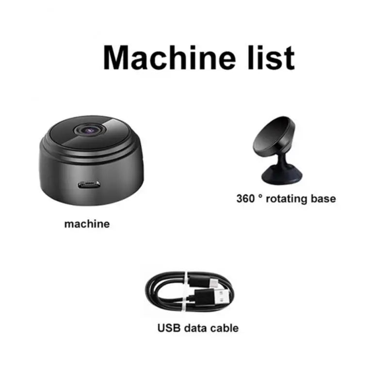 Mini WiFi Monitoring Camera in White or Black for Everyday Home Observation and Pet Check-Ins, Wireless Video Camera with Listed Recording Function