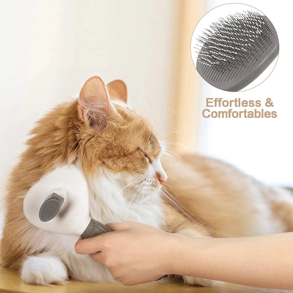 Self-Cleaning Pet Slicker Brush for Dogs and Cats, Stainless Steel Pin Grooming Tool with PP Body for Loose Hair Removal in Gray, Pink or Blue
