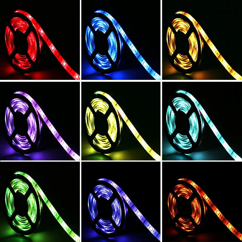 Music Sync RGB LED Strip Lights with 5V USB Power and Bluetooth 24key Option, Nine Lengths from 1m to 30m for Bedroom, TV and Party Accent Decoration