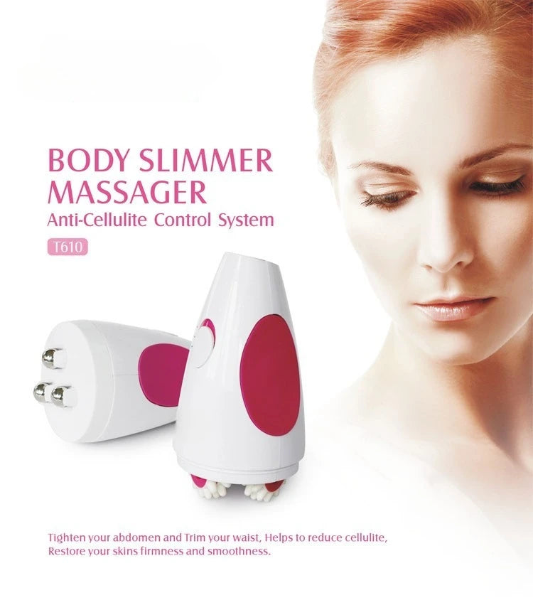 Electric Roller Body Massager in White with 3D Kneading Wheel Design, ABS and Silicone Construction for Adult At-Home Personal Care Routines
