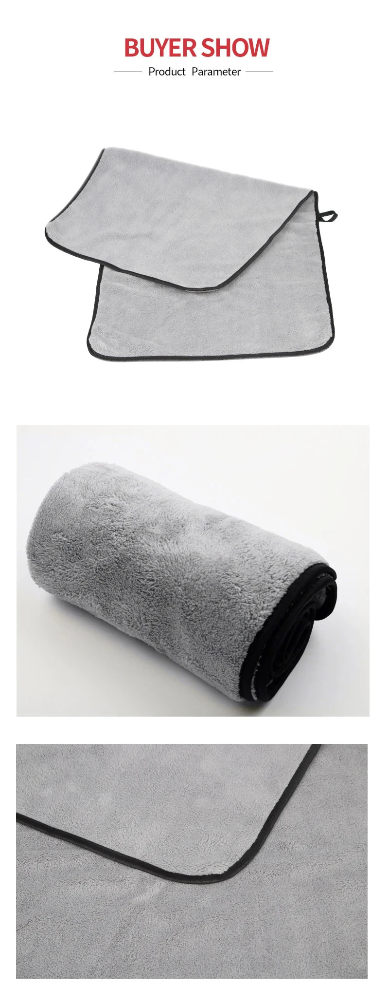 Car Drying Microfiber Towel 60 x 40cm, Single Absorbent Polyester Cleaning Cloth with Double-Sided Coral Fleece Texture for Auto Detailing and Window Care