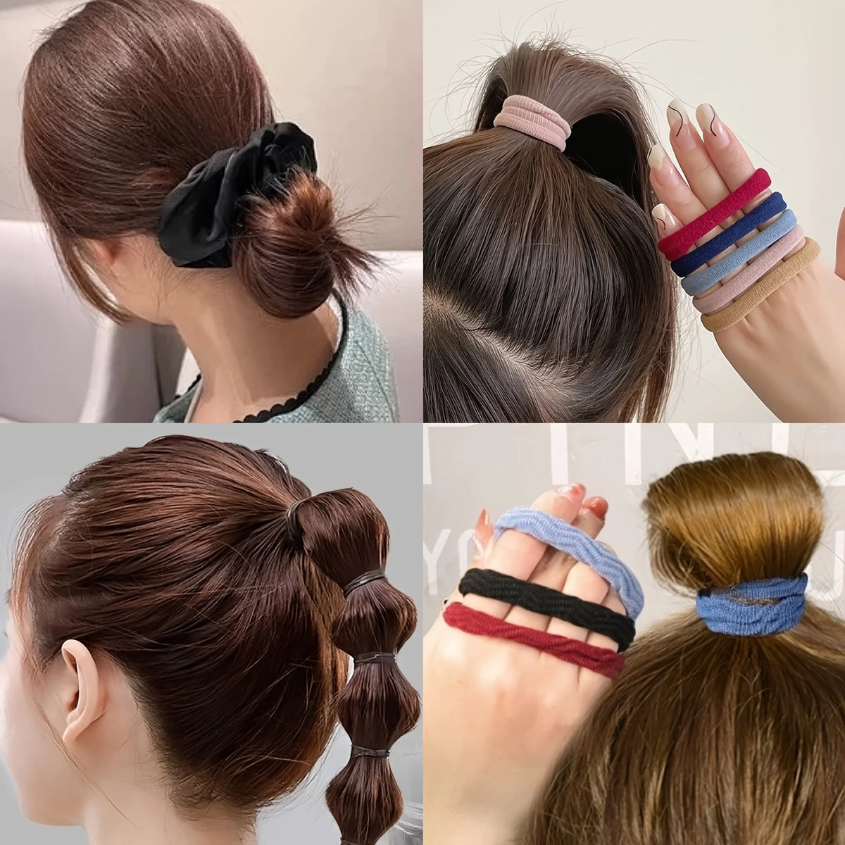 Hair Accessories Set for Women, Twelve Color and Pattern Options with Scrunchie and Ponytail Tie References for Everyday Buns and Outfit Coordination