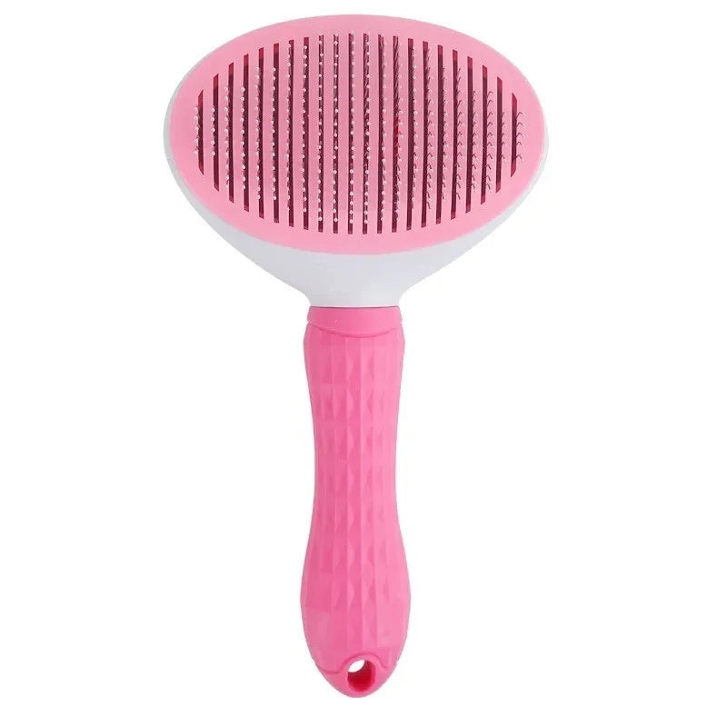 Self-Cleaning Pet Slicker Brush for Dogs and Cats, Stainless Steel Pin Grooming Tool with PP Body for Loose Hair Removal in Gray, Pink or Blue