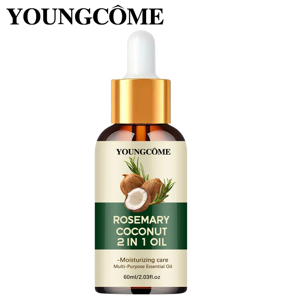 Rosemary Hair Oil with Coconut Oil Reference, 40ml Single, 60ml Single or Three-Piece 60ml Options for Label-Guided Cosmetic Hair and Scalp Care Routines