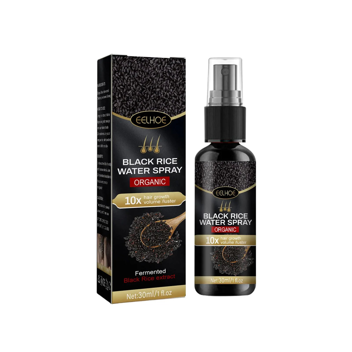 Gray Hair Care Serum with Black Spray and Cosmetic Coverage References, Single or Promotional Purchase Labels for Women and Men Grooming Routines