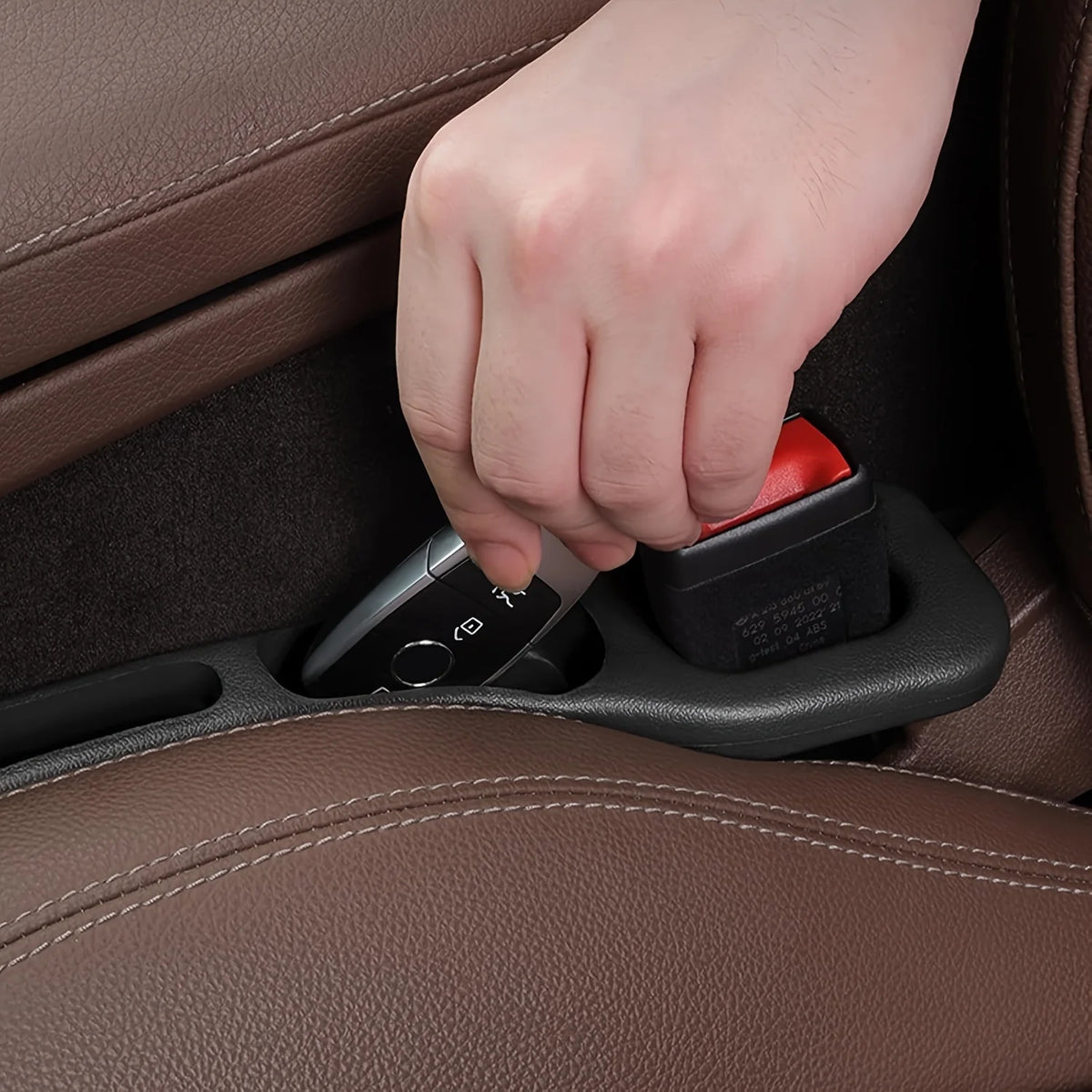 Dual-Groove Car Seat Gap Filler, 2-Piece Black PU Organizer Strips for Compatible Seat-to-Console Gaps, Small Essentials and Everyday Vehicle Interior Storage