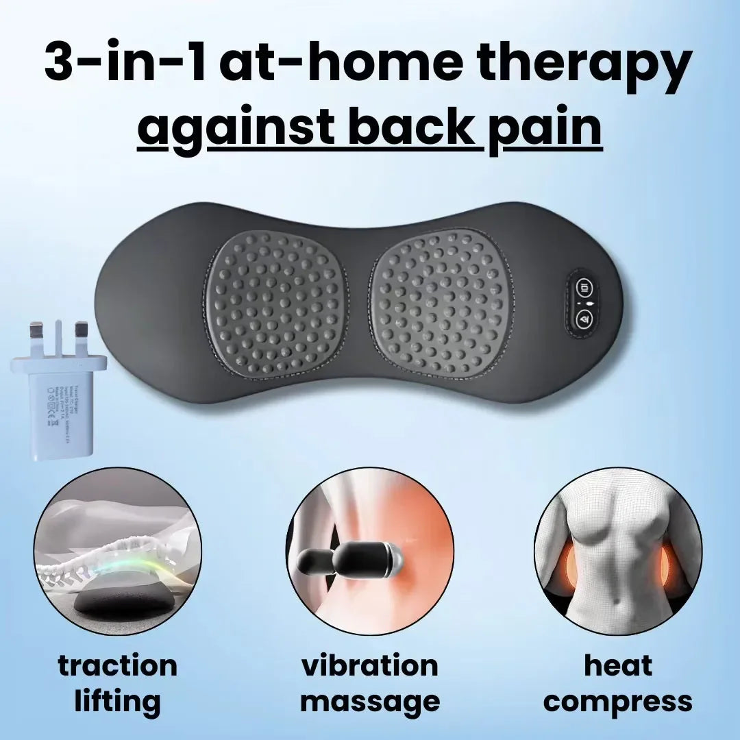 Heated Lumbar Massager with Vibration and Curved Back Support, 3-in-1 Electric Waist Pillow for Instruction-Guided Adult Home Relaxation Routines