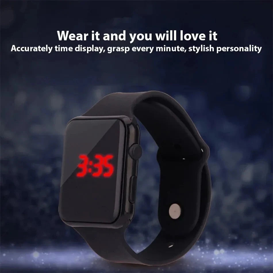 LED Digital Watch for Men and Women, Lightweight 22g Wristwatch with Date Display, 12/24-Hour Format and Rubber Band in Four Color Options