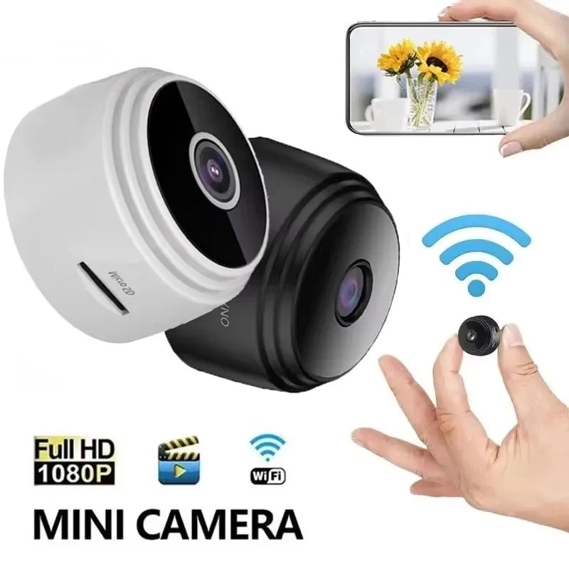 Mini WiFi Monitoring Camera in White or Black for Everyday Home Observation and Pet Check-Ins, Wireless Video Camera with Listed Recording Function