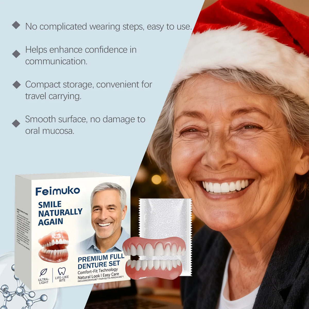 Denture Decoration Set with Upper and Lower False Teeth References, Single and Multi-Piece Options for Adults, Professional Dental Fit Review Before Use