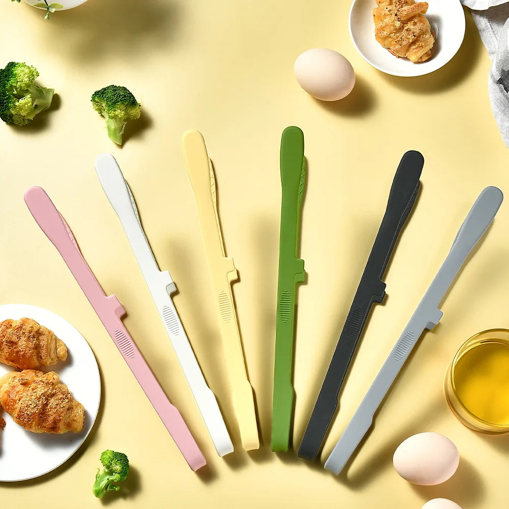 Silicone Kitchen Tongs with Wide-Tooth Grip and Extended Handle, Listed 26.5cm Serving Clip for Bread, Toast, Salad and Noodles with Color or 6PCS Options