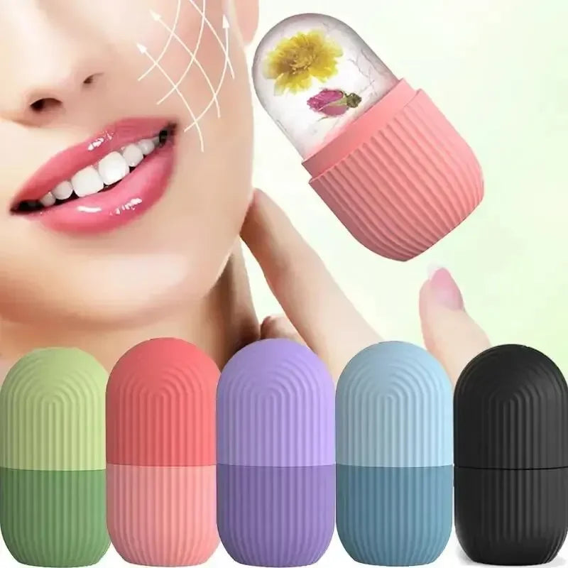 Facial Ice Massage Capsule with Listed Silicone Mold Design, Single Beauty Tool in Eight Color Options for Adult At-Home Cooling Self-Care Routines