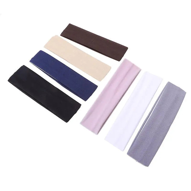 Elastic Sports Headbands for Women, Seven-Piece Stretchy Cloth Hairband Set in Black, Pink, Grey or Style Selections for Yoga, Running and Casual Hair Styling