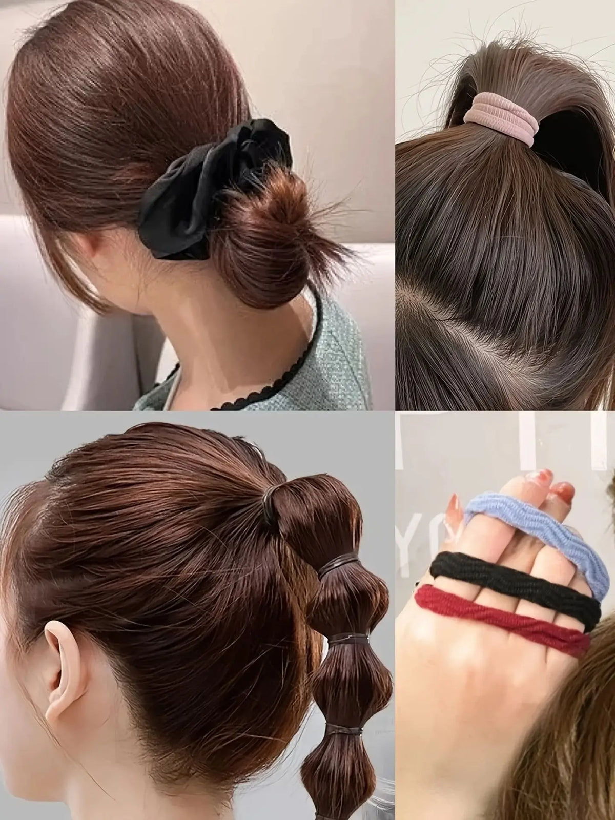 Hair Accessories Set for Women, Twelve Color and Pattern Options with Scrunchie and Ponytail Tie References for Everyday Buns and Outfit Coordination