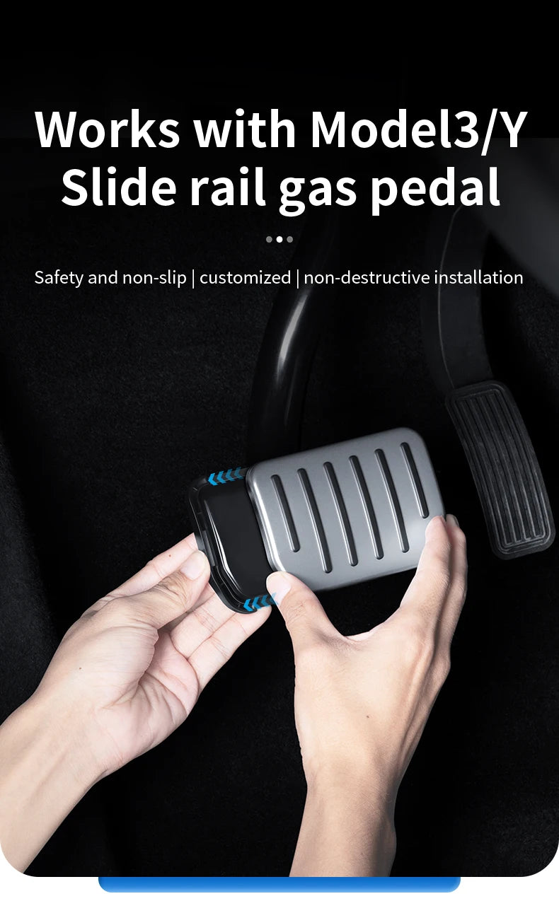 Tesla Pedal Covers by TESY in Black or Silver, Accelerator and Brake Pedal Styling with Slide-Rail Buckle Design for Compatible Model 3, Y and YL Vehicles