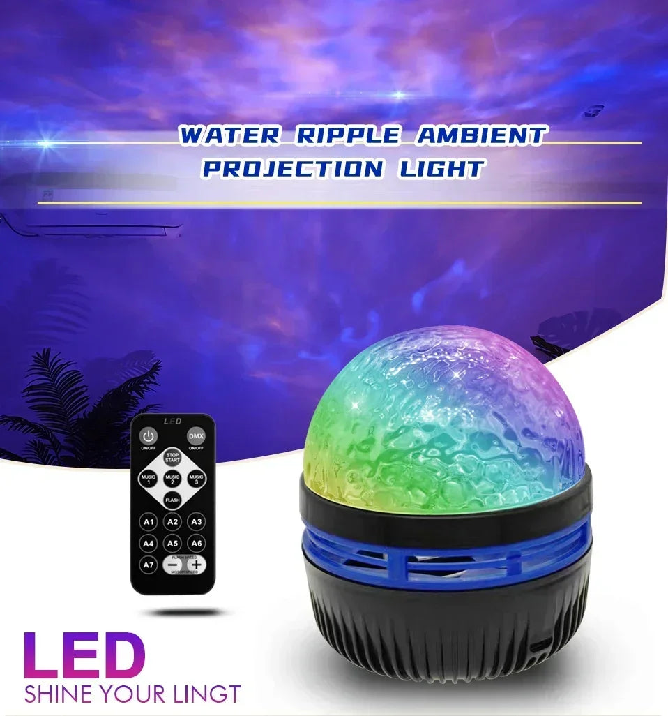 USB Galaxy Projector Light with Starry Sky, Aurora, Water Wave or Crystal Style Options, Decorative Bedroom and Party Lighting with Select Remote Versions