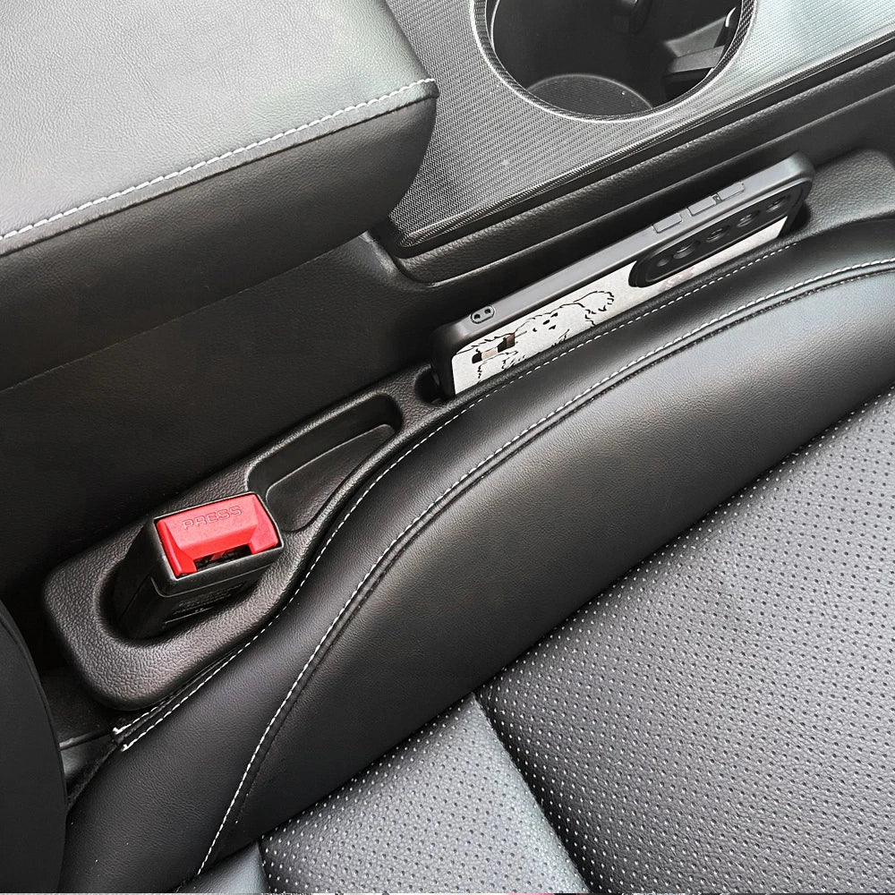 Car Seat Gap Filler Strips, 2-Piece Black Side Seam Inserts for Compatible Seat-to-Console Spaces with Listed Gap Width and Seat Height Fit Requirements