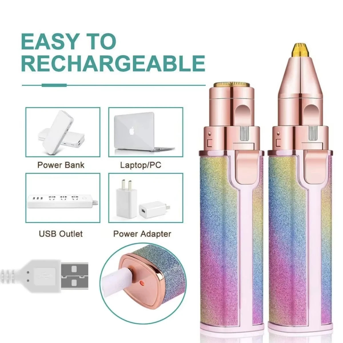 Facial Hair Remover for Women, Portable Mini Electric Shaver for Peach Fuzz, Upper Lip and Chin with USB or Dry-Cell Power Options