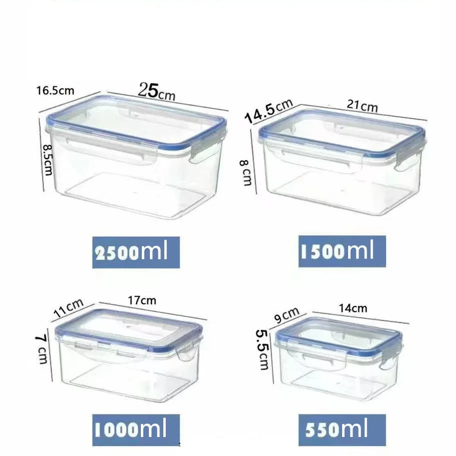 Rectangular Refrigerator Storage Box with Lid, White Plastic Food Container for Lunch Portions and Leftovers in 500ml to 2500ml or Four-Piece Set Options