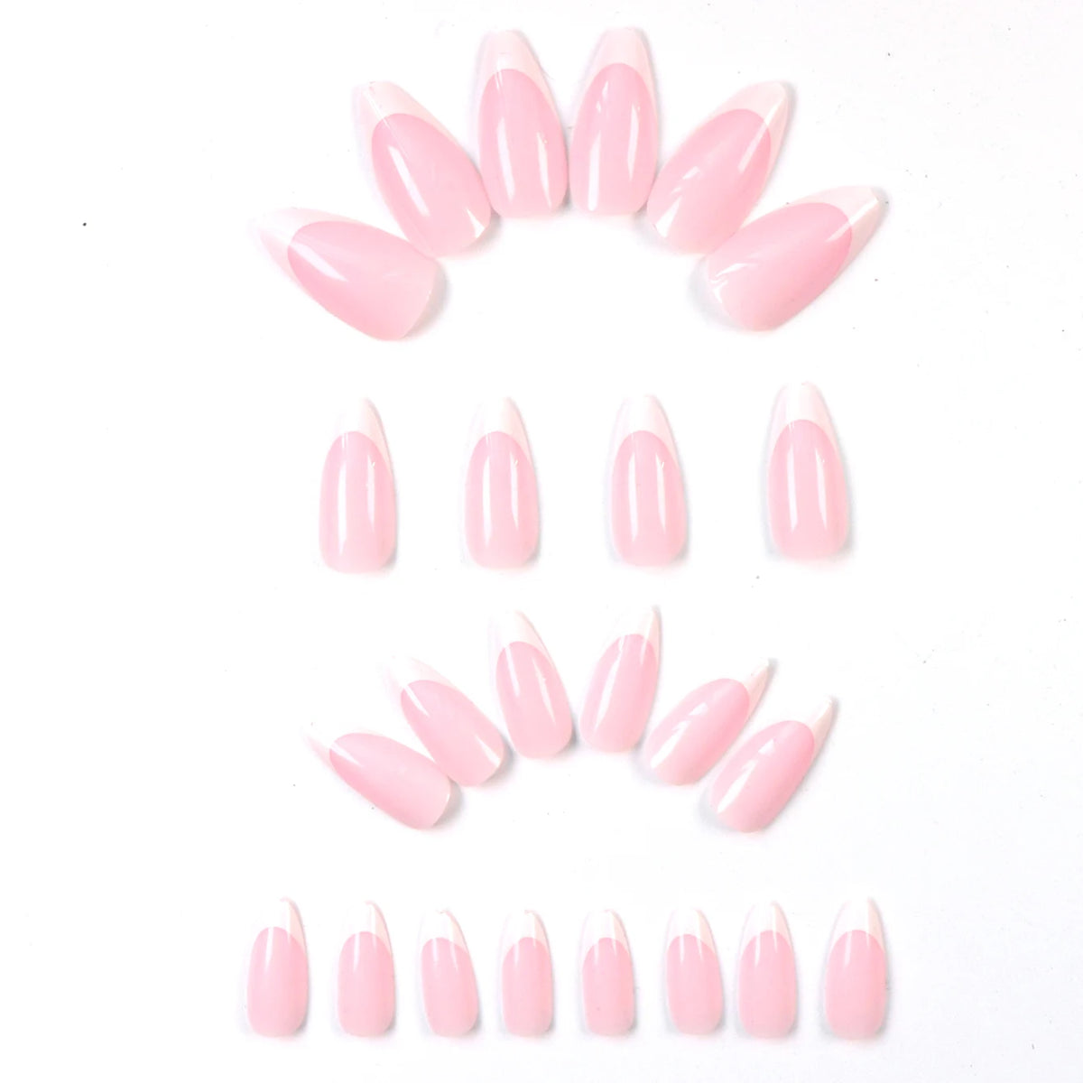 Glossy Fake Toenails with Listed 48-Piece Full-Cover Design, French-Inspired Nail Styling in Nine Color Options for Women's At-Home Pedicure and Vacation Looks